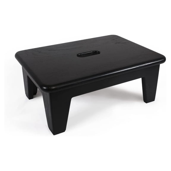 Step Stool for Bed - USA Grown Oak Wooden Stool for Seniors & Adults, 6.5" High, Non-Slip, Solid Wood, 500lbs Capacity, Black - No Assembly Needed, Perfect for High Beds