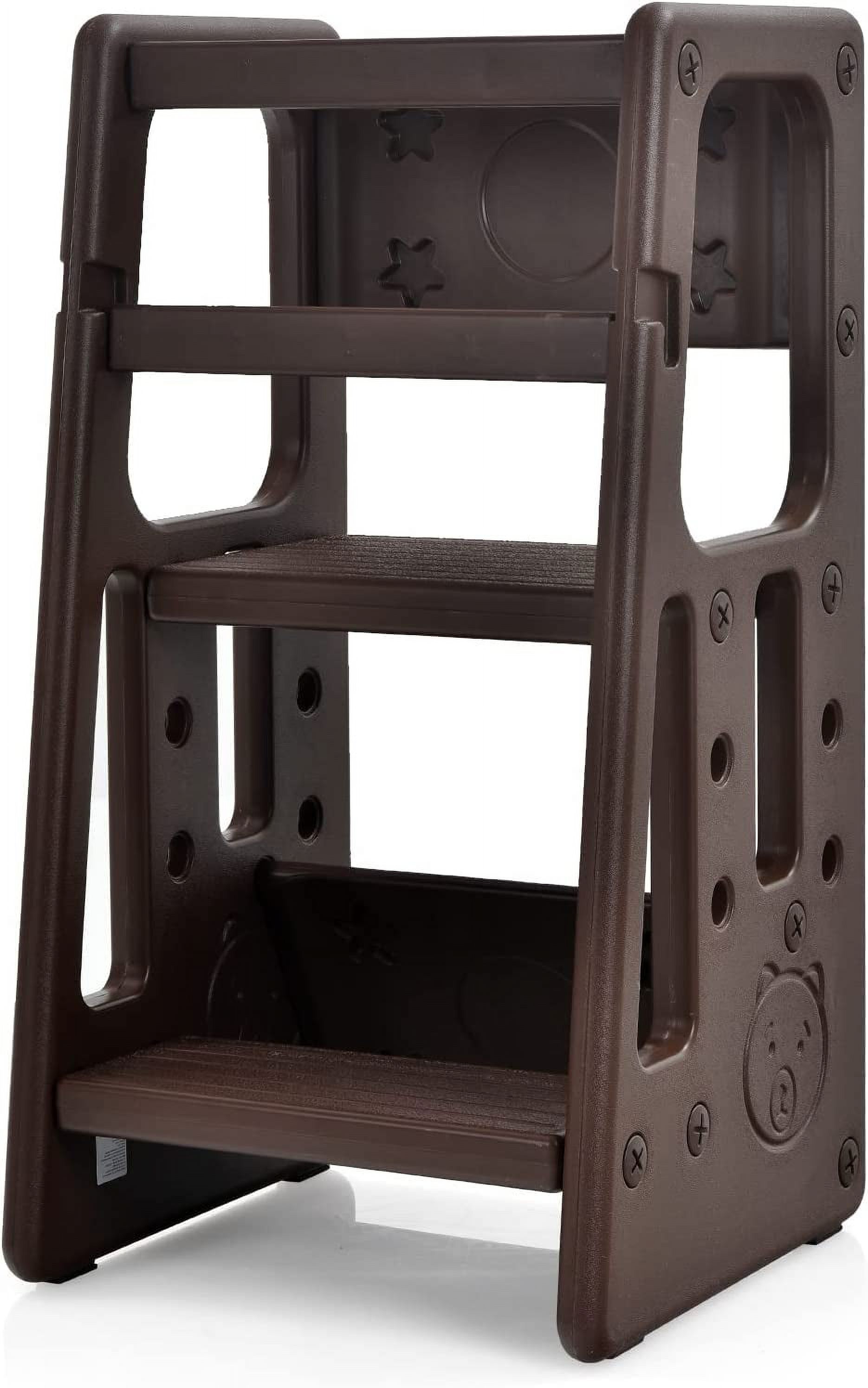Step Stool with Double Safety Rails, Toddler Learning Stool with 3 ...