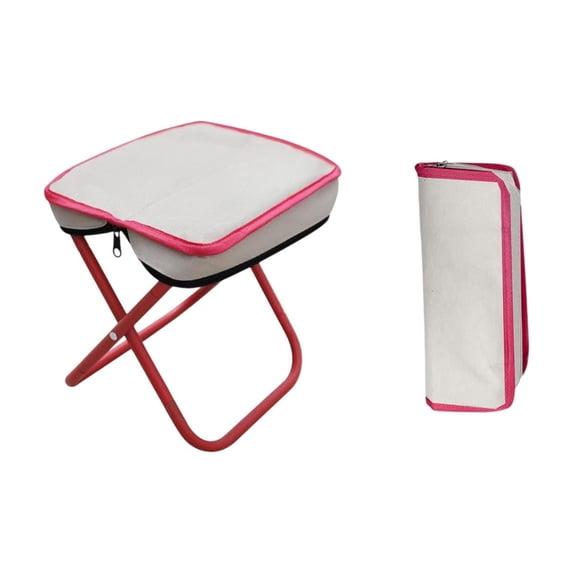 Step Stool Folding Metal Step Ladders, Portable Outdoor Folding Stool with Zipper Pouch 28.5x26cm for Camping, Outdoor Folding Table and Chairs