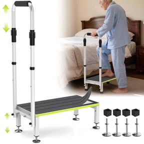 Step Stool with Handle for Ederly,1 Step Ladder with 1 Handrail, Wide Platform and Anti-Slip Mats, Portable Stairs for Hot Tub/Camper/Mobile Home/Porch/SPA Pool/Pet Stairs