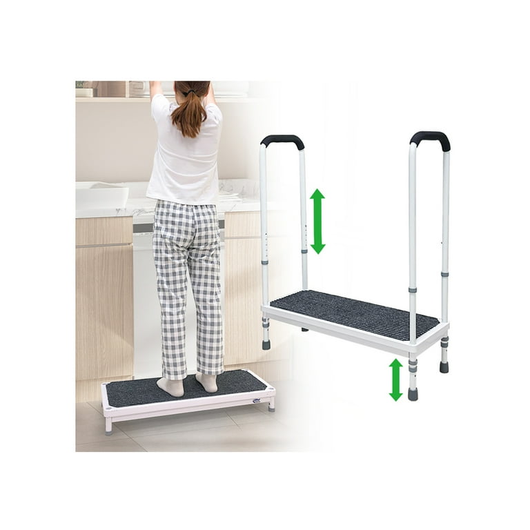 Step Stool with Handle for Elderly Medical Step Stools Seniors Handicap High Steps Mobility Platform Steel Foot Steps With Handrails Ramp Assist for