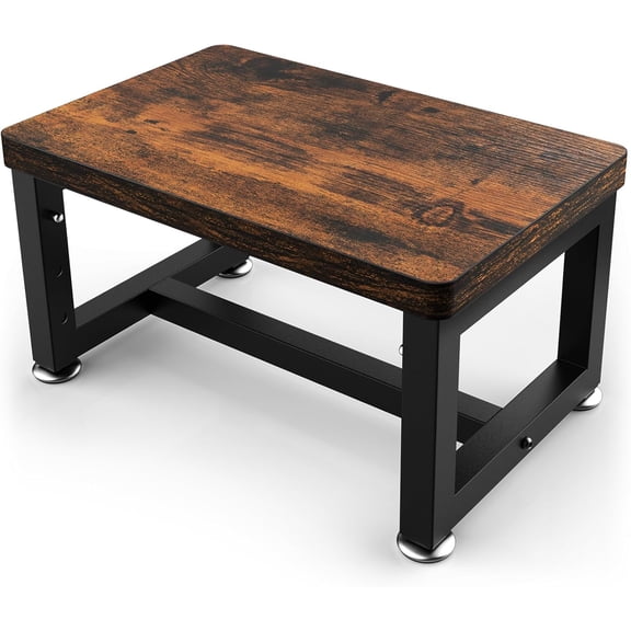 Step Stool,  Height-Adjustable Wooden Step Ladder Metal Foot Stool Small Kitchen Stool Helper for Toddler Adults, Ladder Chair for Home Bedside Bathroom Sink Potty-Black