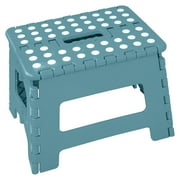 Lexi Home 9” Step Stool Foldable Collapsible Step Stool with Handle & Rubber Grips, Blue