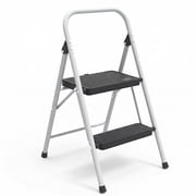 Step Stool for Adults,2 Step Ladder Folding 330lbs Anti Slip Step Stool,Foldable Ergonomic 2 Steel Stool with Wide Pedal for Home, Kitchen, Office