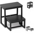 thumbnail image 1 of Step Stool for Adults,Holds up to 500Lb,3 in1 Heavy Duty Sturdy Two Step Stool for Kichen/Bathroom/High beds, Wooden&Metal Frame, Non-Slip Pads, 1 of 18