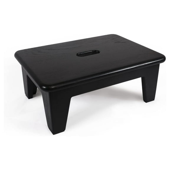 Step Stool for Bed, USA Grown Oak,Wooden, Adults,Seniors, 6.5" High Bed Stool, Non-Slip Mat, No Assembly Needed, Solid Wood, Black Color