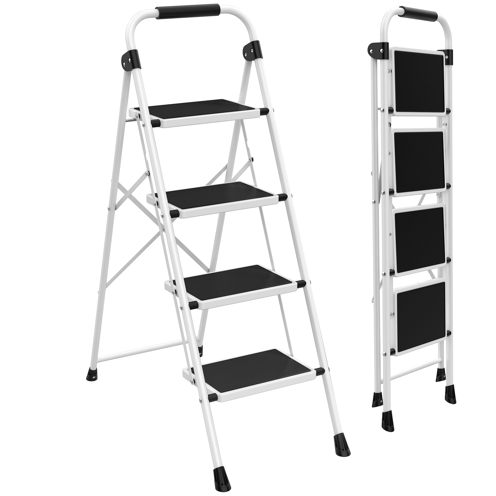 Step Stool with Anti-Slip Pedals and Comfortable Handrails, 330 lb Load Capacity