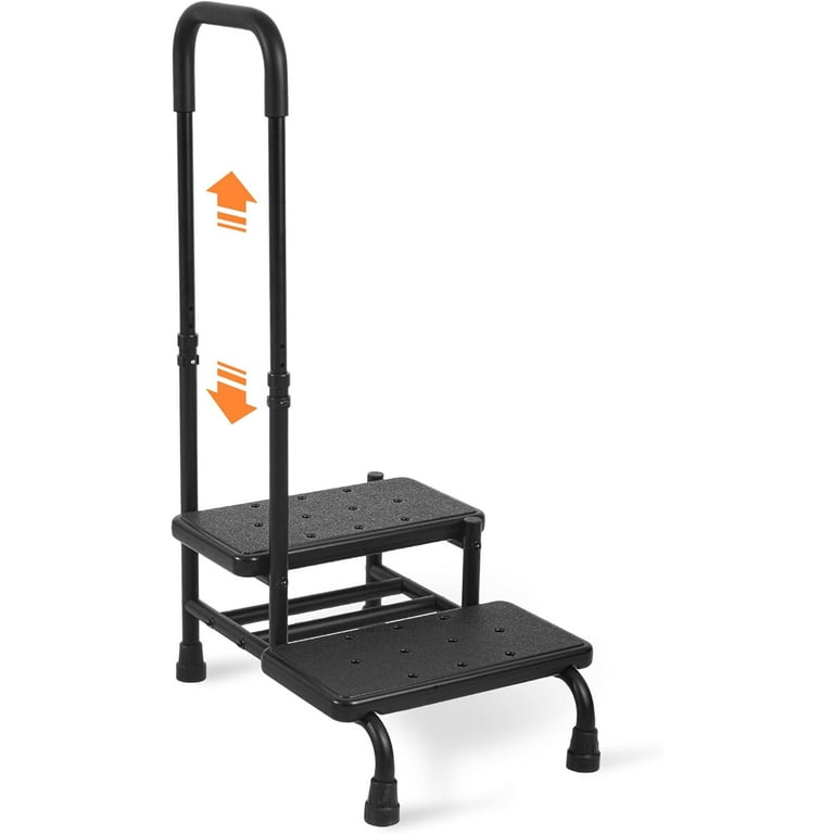 Step Stool with Handle Holds up to 350 lbs Heavy Duty 2 Step Stool for Elderly Foot Stool for Bedside Suitable for Kitchen Car Bathtub