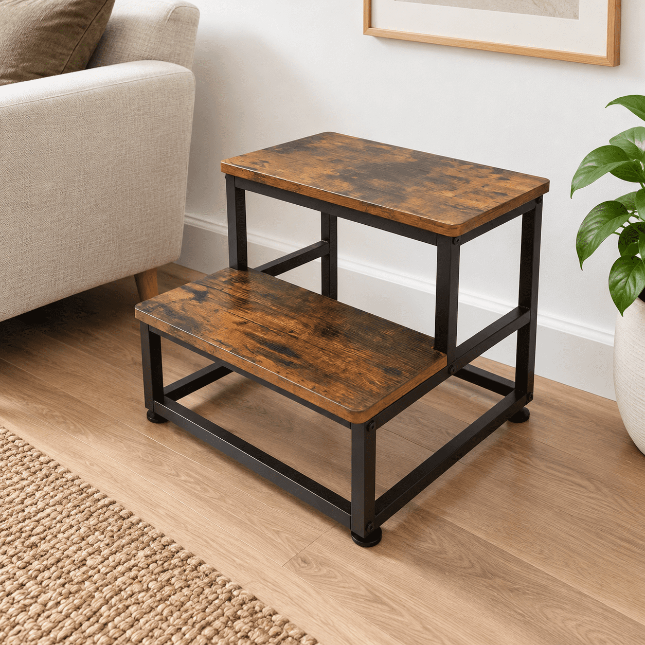 Step Stools For Adults Stool Metal & Wood Brown - Walmart.com