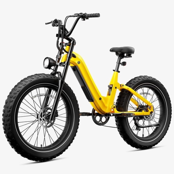 Step-Through Electric Bike for Adults,1000W Fat Tire E-Bike for Women,48V 20Ah Removable Battery,28MPH,Suspension & App Connectivity,Yellow