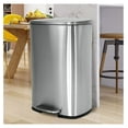 Step Trash Can 13 Gallon/50L Stainless Steel Rectangular Kitchen Metal
