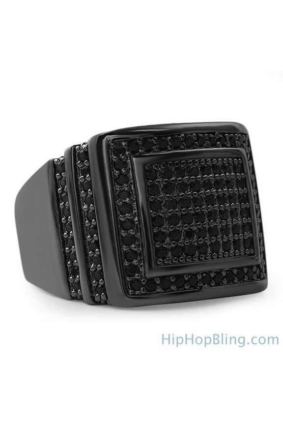 Step Up Black CZ Iced Out Ring
