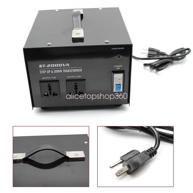 Cantonape 2000W Voltage Transformer Converter – Step Up/Down, 110V↔220V, 4 Outlets (2 US + 2 Universal)