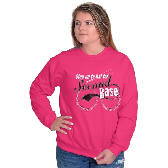 Step Up To Bat For Second Base Women Plus Size Crewneck Sweatshirt Brisco Brands 4X
