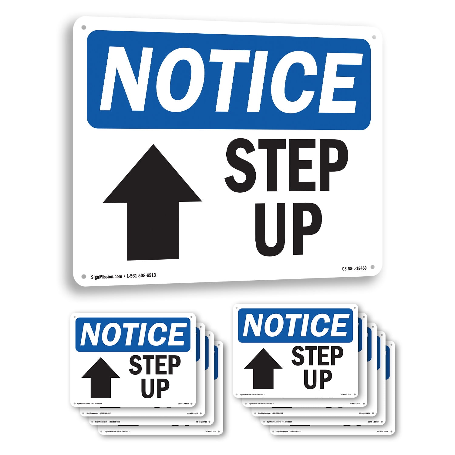 Step Up [Up Arrow] OSHA Notice Aluminum Sign 10 Inch x 7 Inch - 10 Pack ...