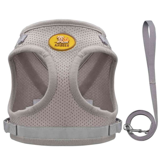 Step in Dog Harness and Leash Vest Harness for Small and Medium Dogs Adjustable Reflective Harness for Puppy Cats,Gray M