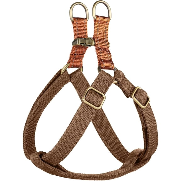 Step in Dog Harness with Metal Buckles, Freedom Nylon Dog Halter Vests for Small Dogs Easy Walking Training(S:Chest 13-22", Brown)
