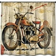 Step into a masterpiece with our Vintage Motorcycle Shower Curtain a