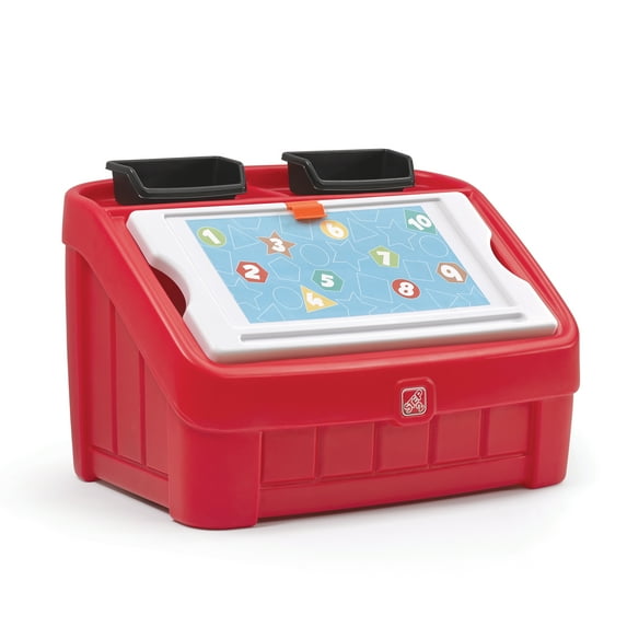 Step2 2-in-1 Kids Toy Box and Art Lid, Red