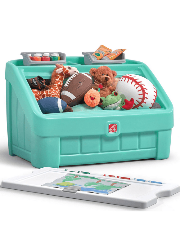 Step2 2-in-1 Mint Toy Storage Box & Art Lid Plastic Toddler Toy Chest