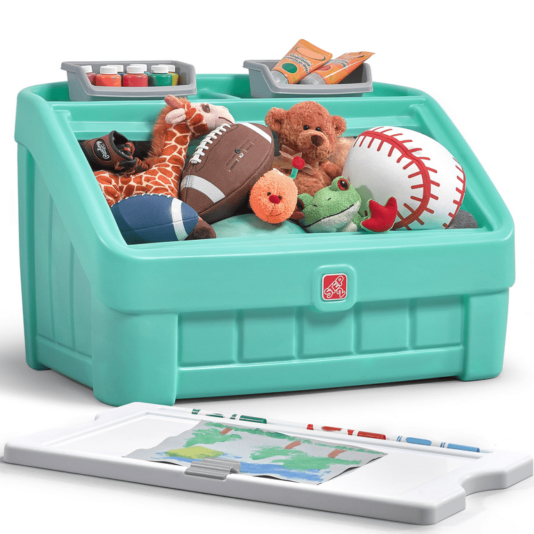 Step2 2-In-1 Plastic Toddler Toy Box & Art Lid, Mint - Walmart.Com