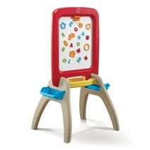 Step2 All Around Easel for Two Plastic Red Toddler Chalkboard and Magnetic Whiteboard