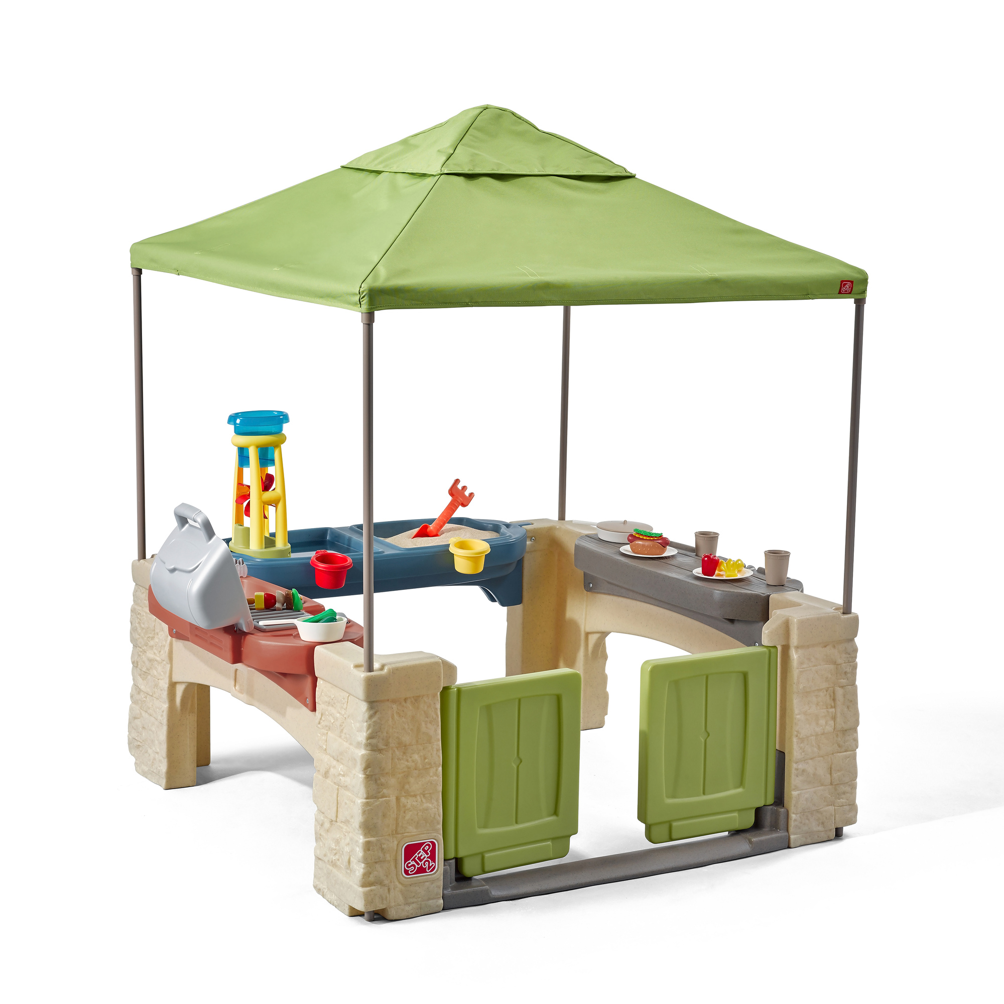 Step2 All-Around Playtime Patio with Canopy with 16 Play Accessories Playhouse Kids Outdoor Toys - image 1 of 21