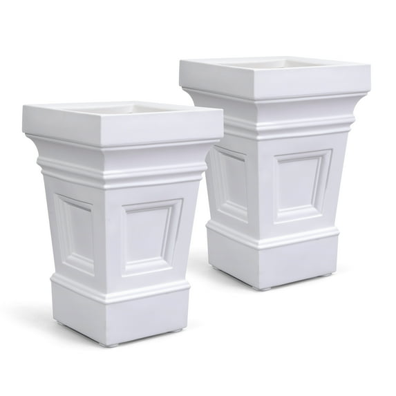 Step2 Atherton 2 Pack White Planter Boxes, Resin,15" x 15" x 24"