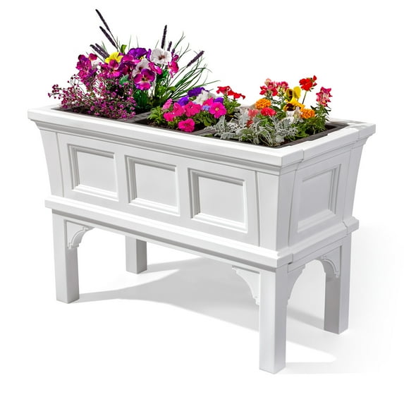 Step2 Atherton 24" Tall Raised Classic White Outdoor Resin Planter Box