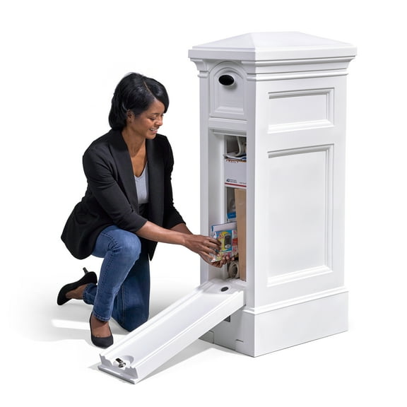 Step2 Atherton Reserve Lockable White Mailbox Package Storage with Dual Access