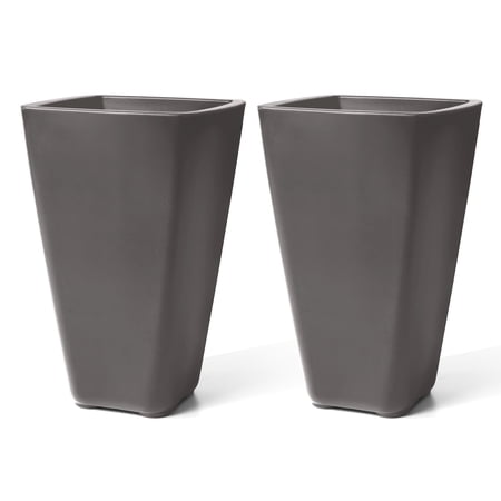 Step2 Bridgeview 26" Tall 2pk Dark Cedar Square Indoor Outdoor Planter