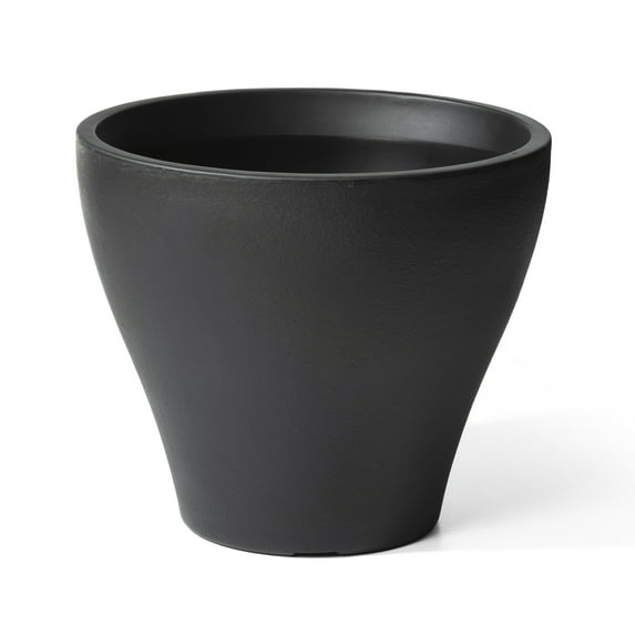 Step2 Fernway 20" Tall Black Round Indoor Outdoor Plastic Garden Planter and Pot