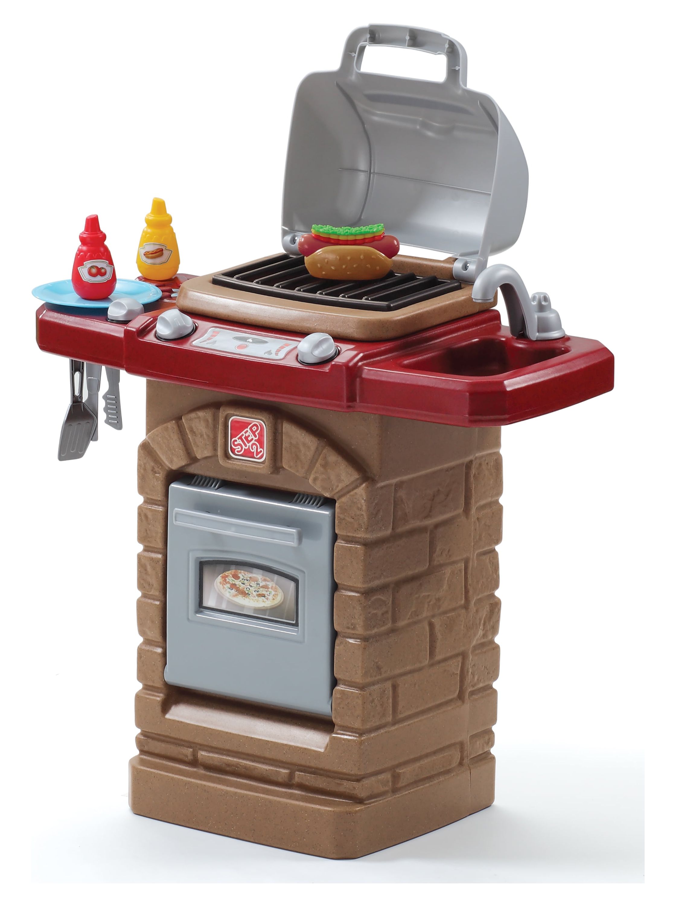 Step2 Sizzle & Smoke Barbecue Blue Toddler Grill Playset with 15 Piece