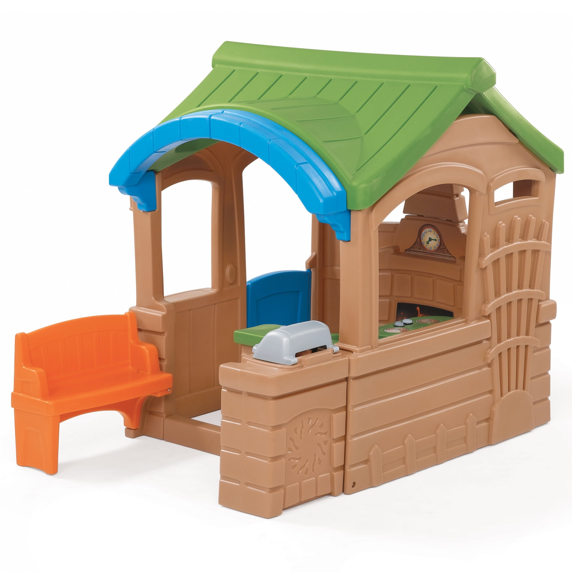 Step2 Gather & Grille Brown Toddler Playhouse Plastic Kids Outdoor Toys