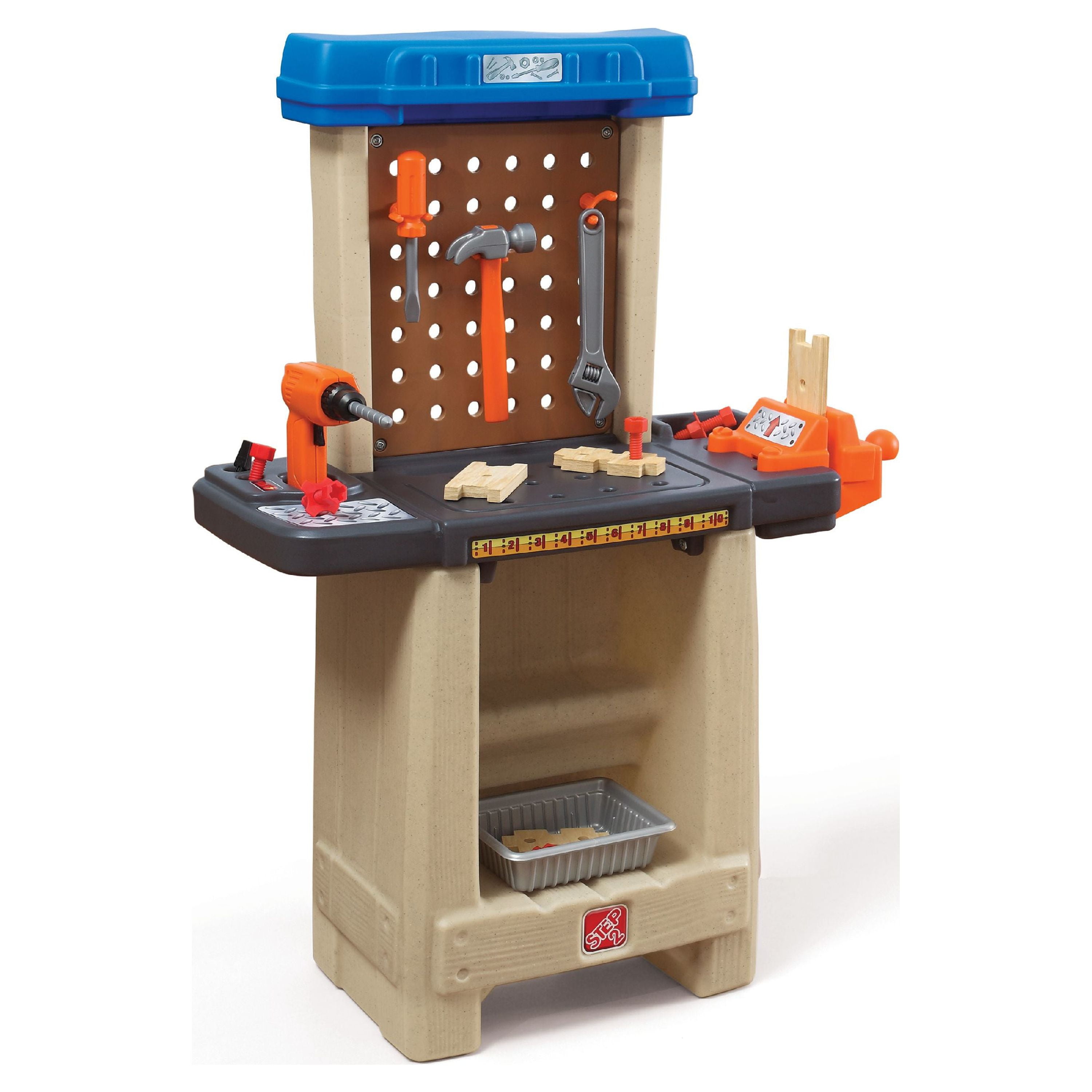 Step2 Handy Helper's Workbench with Kids Pretend Play Tool Set, Construction Set Toys