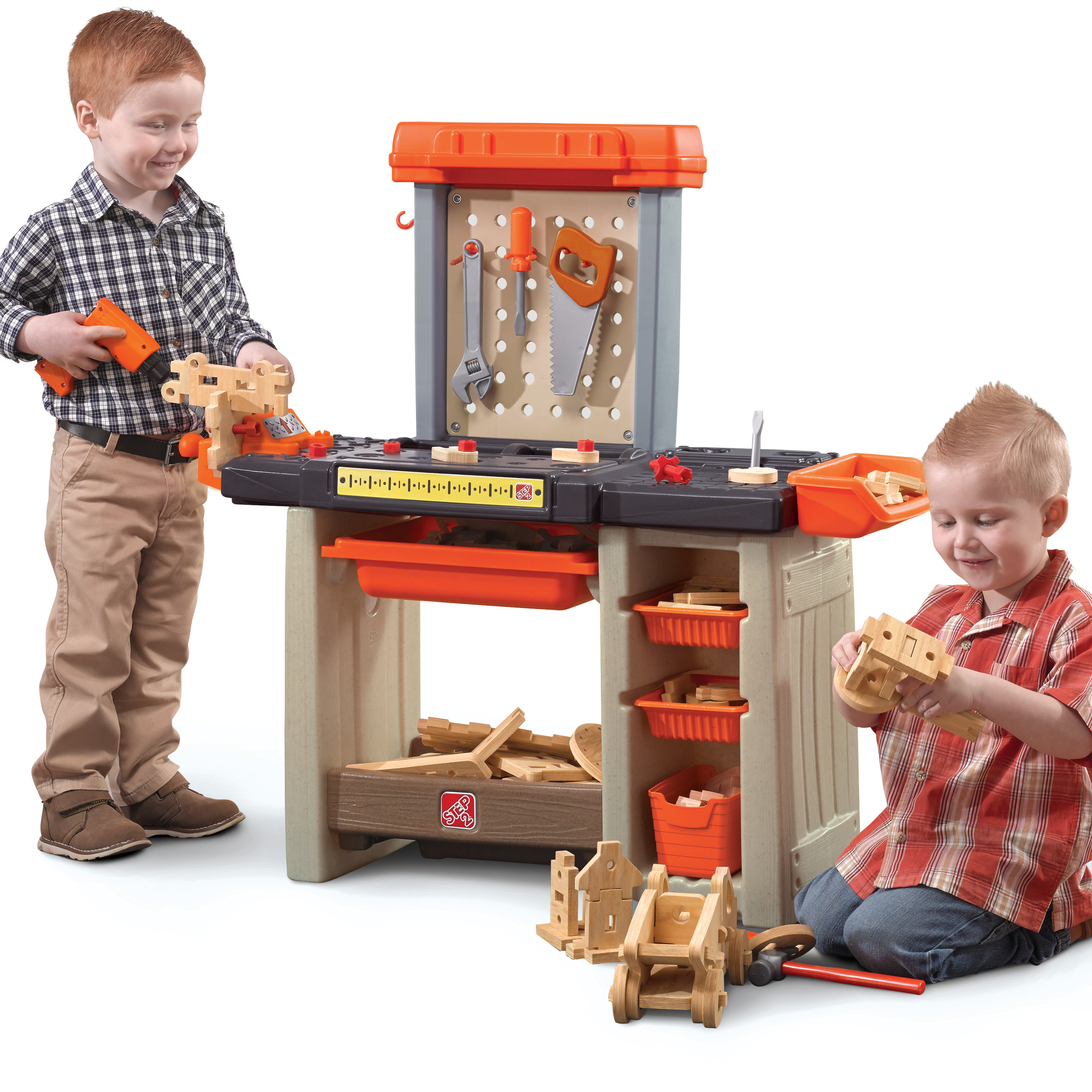 Step2 Pro Play Toddler & Utility Bench and Plastic Kid Tool Bench and 76 piece Playset