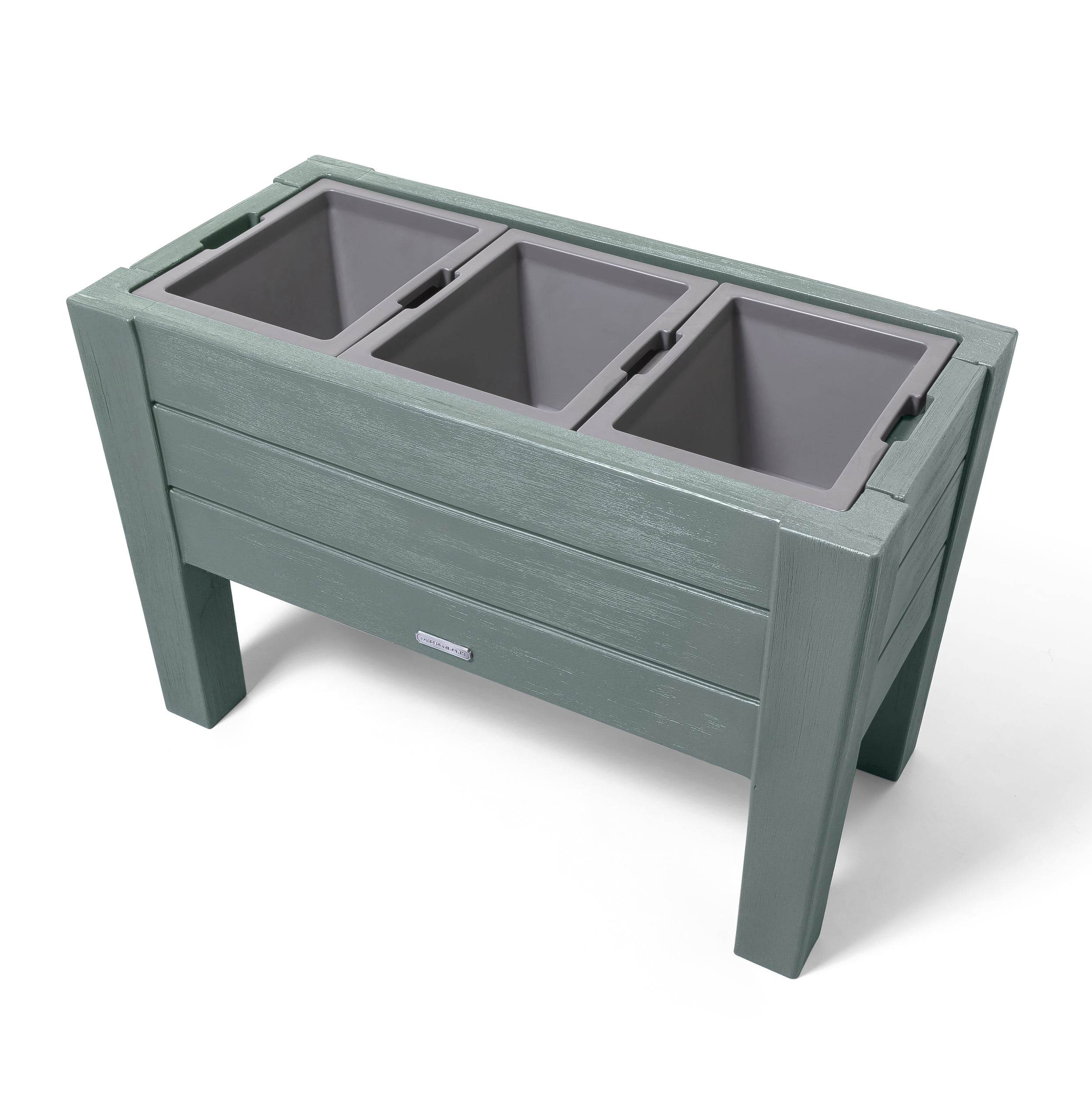 Sage Green 26" Tall Resin Raised Planter Box with Trays