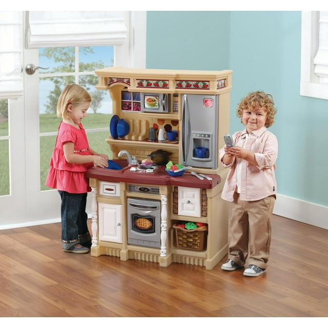 Step2 LifeStyle Custom Play Kitchen with 20 Piece Accessory Play Set - Tan