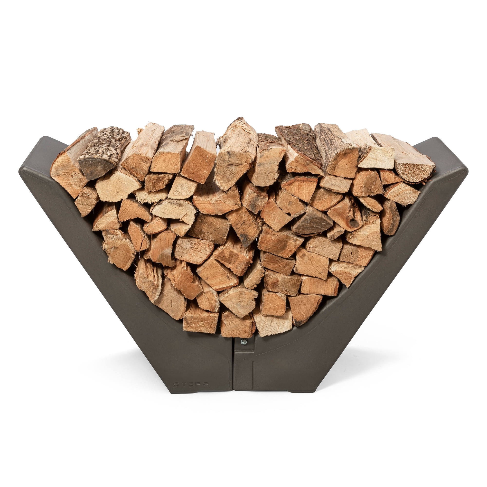 Step2 Longhorn Firewood Rack Plastic Indoor Outdoor Log Holder 27H x 58W  - Walmart.com