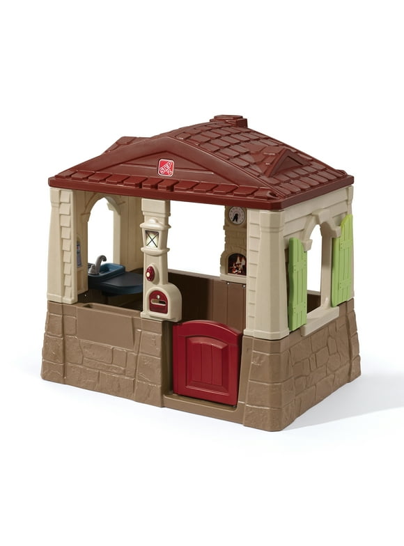 Step2 Neat & Tidy Cottage II Brown Playhouse Plastic Kids Outdoor Toy