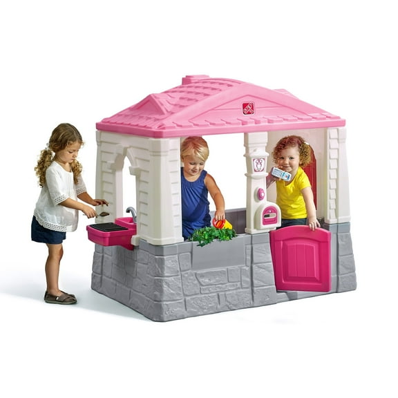 Step2 Neat & Tidy Cottage Toddler Pink Outdoor Playhouse for Kids Ages 2 and up