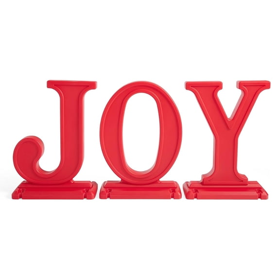 Step2 Paintable Large Indoor Outdoor 3-Piece Holiday Christmas JOY Letters Decoration, Red