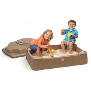Step2 Play and Store Sandbox Brown Plastic Kids Outdoor Toy with Cover