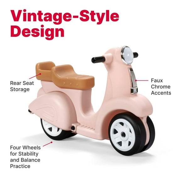 Step2 Ride Along Rose Pink Scooter Plastic Toddler Foot-to-Floor Riding Toy for Ages 18M-4Y