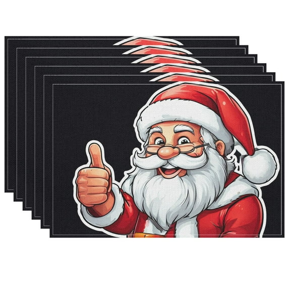 Christmas Heat-Resistant Placemats Decoration for Cafe, Christmas Character Non-Slip Door Mat Outdoor Washable New Year's Eve Christmas Outdoor Doormats Set Of 6 17.7x13 Inch