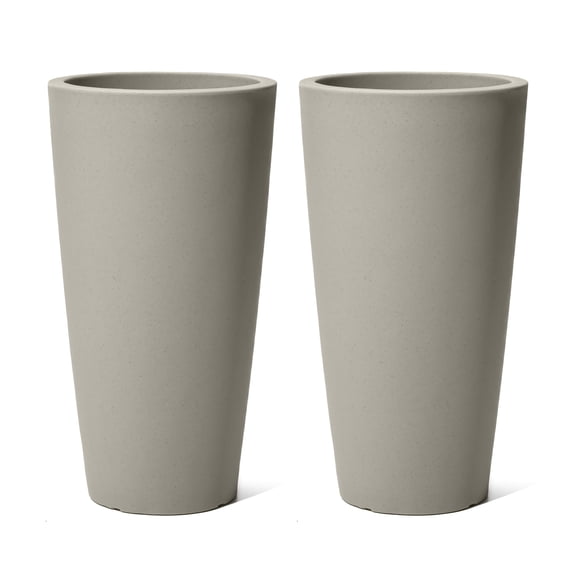 Step2 Tremont 28-Inch 2pk Round Concrete Large Indoor/Outdoor Planter, Plastic, Gray