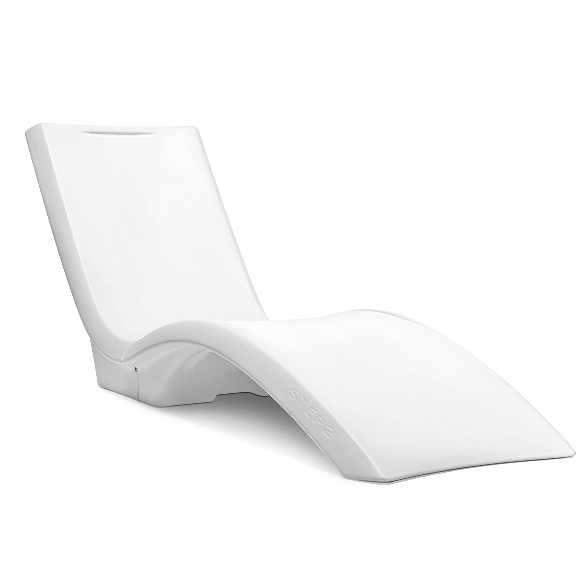 White Resin Ergonomic Poolside Chaise Lounger with Cushions