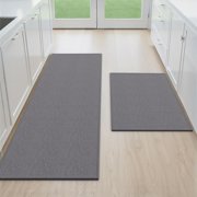 StepAura Kitchen Mats for Floor 2 Piece - Kitchen Rugs Non Slip Washable 20"x32"+20"x47", Grey