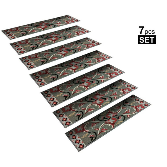 Arctic Non-Slip Rubber Backing Stair Treads Set of 7 8.5"x26" Gripper Mats