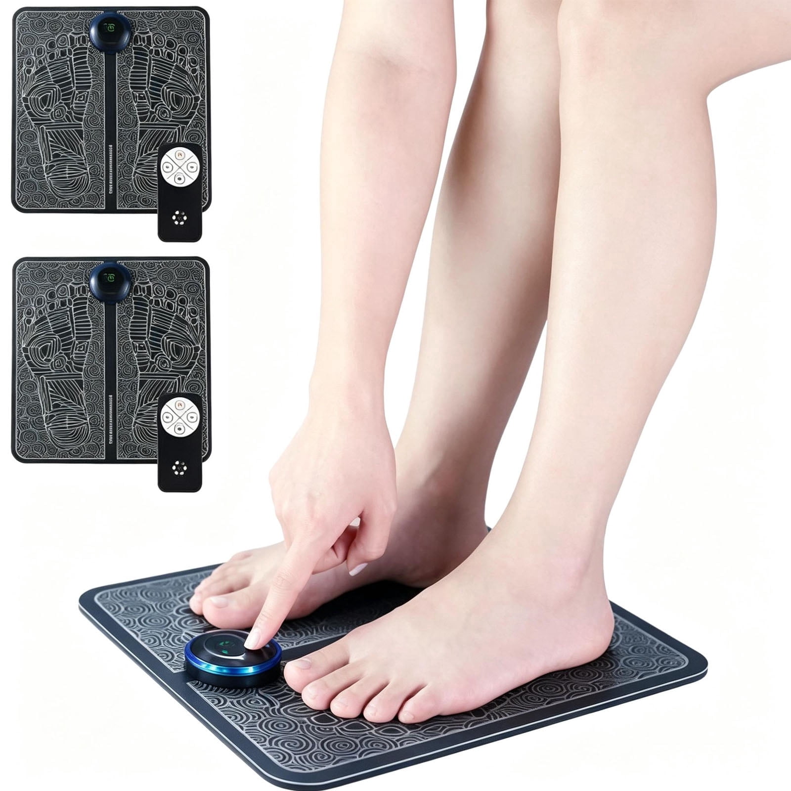 StepNura Foot Massager Mat with Remote, 8 Modes 19 Levels (Blue*2Pcs)